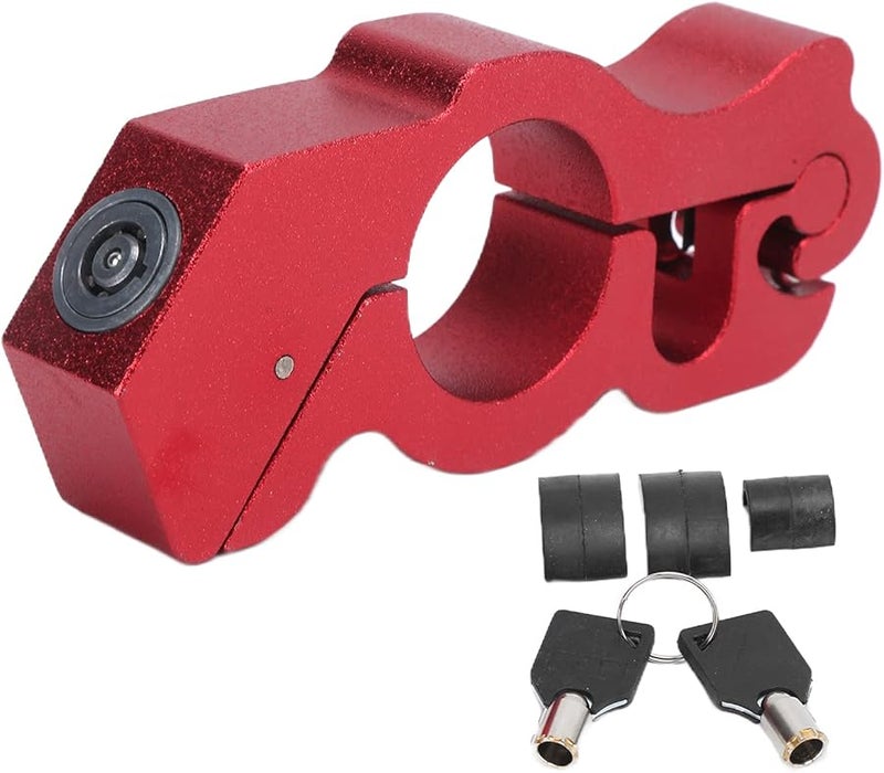 Heavy Duty Motorcycle Brake Lock Aluminum Handlebar Security Lock with Stainless Steel Wire Red - Image 1